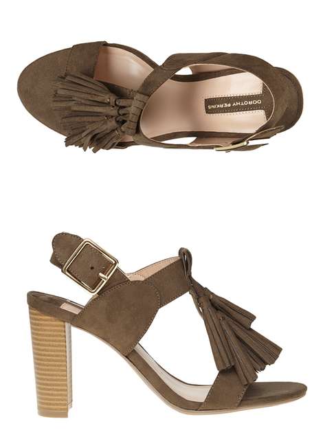 Khaki 'Susana' Tassel Sandals